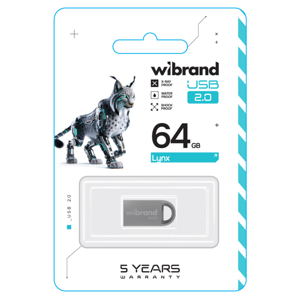 Флеш-накопичувач Wibrand USB 2.0 Lynx 64Gb Silver (WI2.0/LY64M2S)