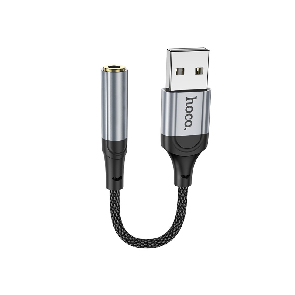 Аудiокабель HOCO LS36 Fresh external sound card USB to 3.5 Black (6942007608879)