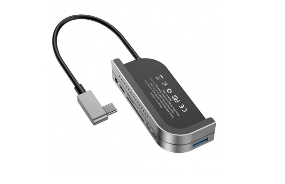 USB-хаб Baseus Bend Angle No.7 Multifunctional Type-C HUB Converter Dark gray (CAHUB-WJ0G)