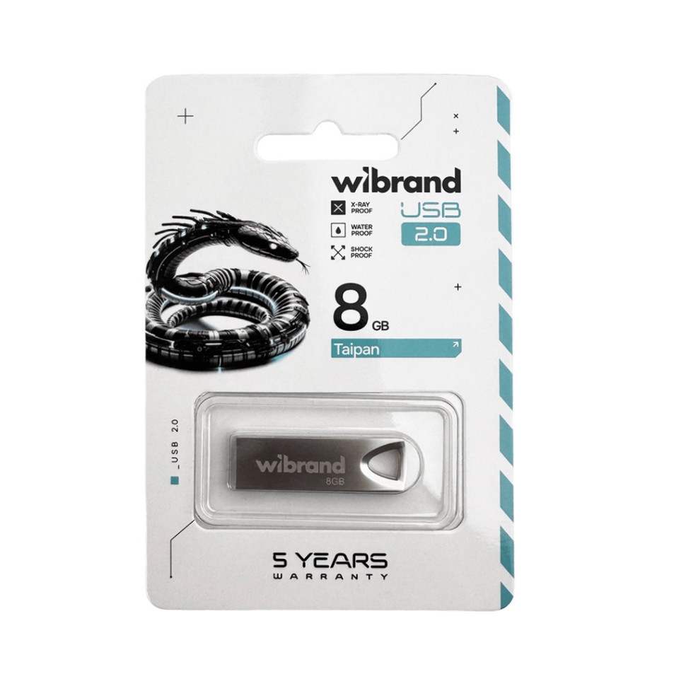 Флеш-накопичувач Wibrand USB 2.0 Taipan 8Gb Silver (WI2.0/TA8U2S)