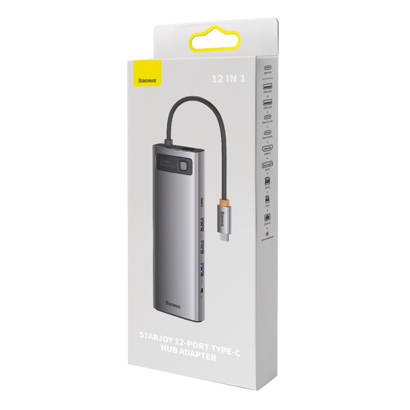 USB-хаб Baseus Metal Gleam Series 12-in-1 Multifunctional Type-C HUB Docking Station Gray (WKWG020213)