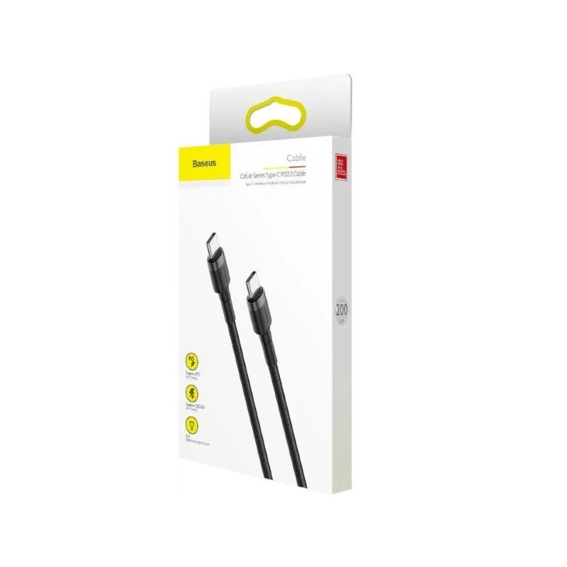 Кабель Baseus (підтримка PD2.0 100W) з Type-C на Type-C (20V 5A) 2 метри (Gray+Black)