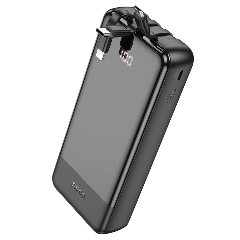 Зовнішній акумулятор HOCO J114A Charger power bank with cable and digital display(20000mAh) Black (6942007601863)