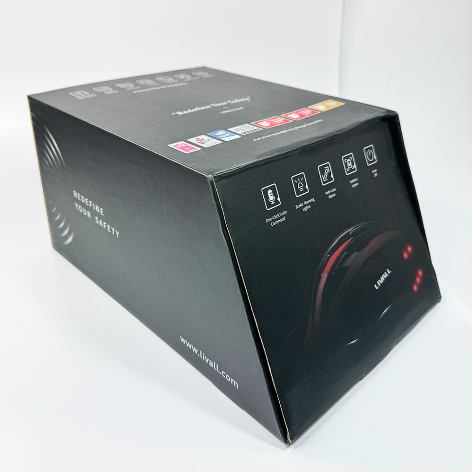 Захисний шолом Livall MT1 NEO (L) Black/Red (58-62см), акустика, мікрофон, сигнали поворотів та стопів, додаток, пульт BR80, Bluetooth (LIV-T0MT1N-1343)