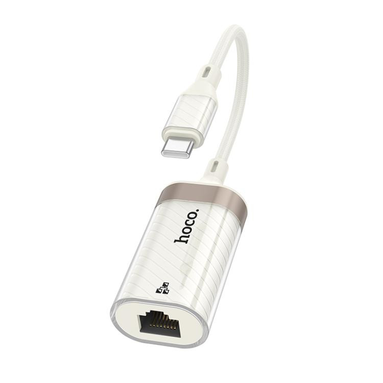 Кабель-перехідник HOCO UA41 UA41B Crystal Type-C ethernet adapter(100 mbps) apricot (6942007658515)