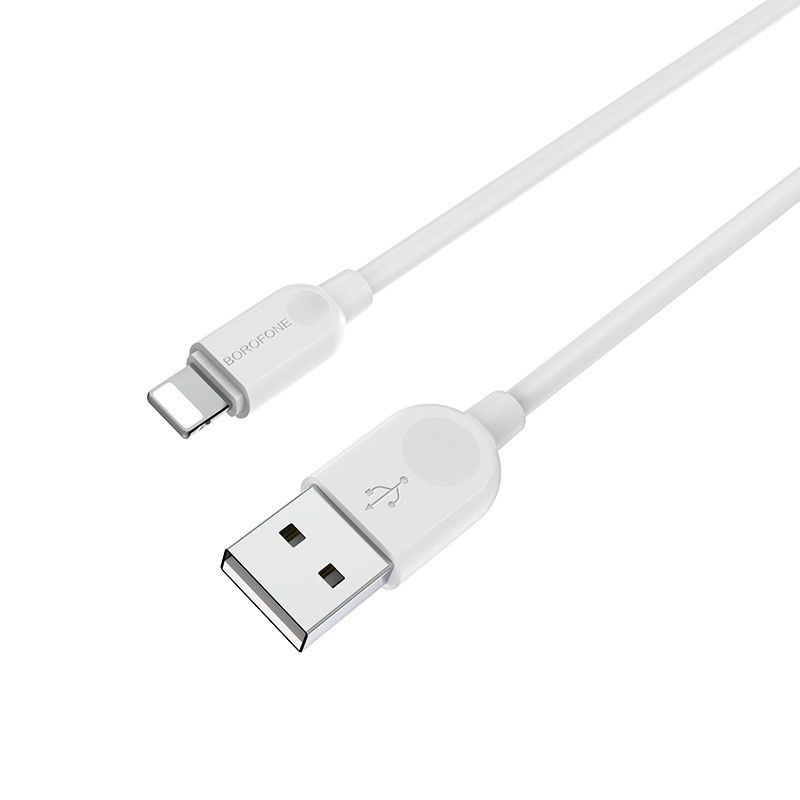 Кабель BOROFONE BX14 USB to iP 2.4A, 1m, PVC, TPE connectors, White (6957531089971)