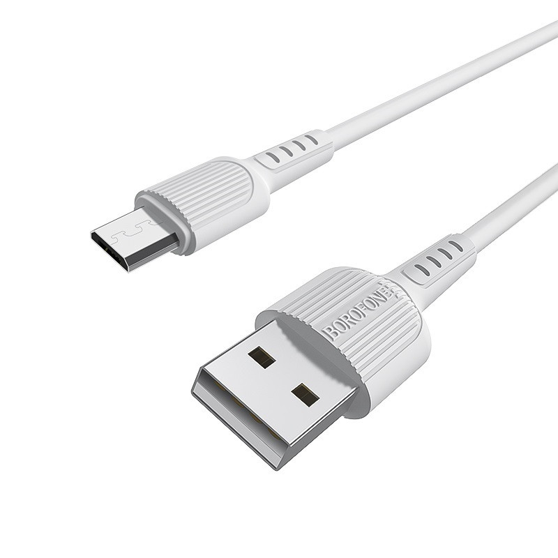 Кабель BOROFONE BX16 USB to Micro 2A, 1m, PVC, TPE connectors, White (6957531099482)