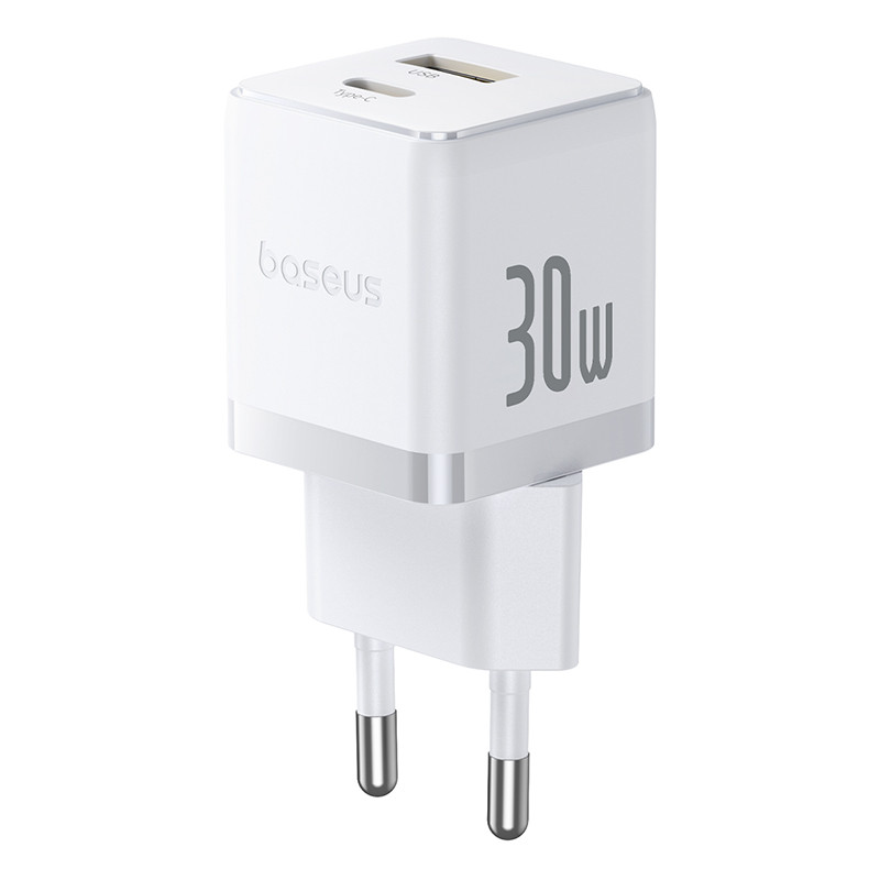 Мережевий зарядний пристрій Baseus Palm Fast Charger C+U 30W EU Moon White (P1011160A213-00)