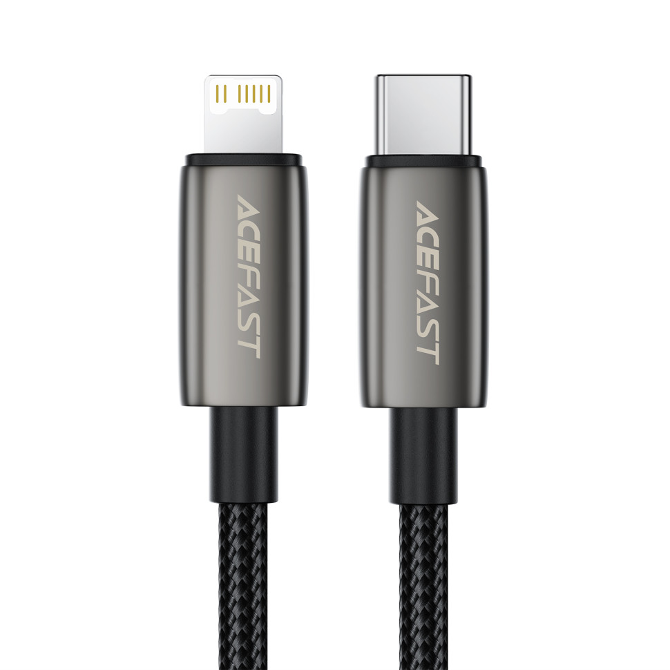 Кабель ACEFAST C23-01, USB to iP, 30W,1.2m, Nylon, Zinc alloy + TPE connectors, Black (6974316285410)