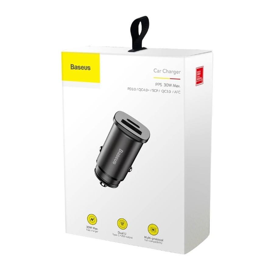 Автомобільний зарядний пристрій Baseus Square metal A+A 30W Black (CCALL-DS01)