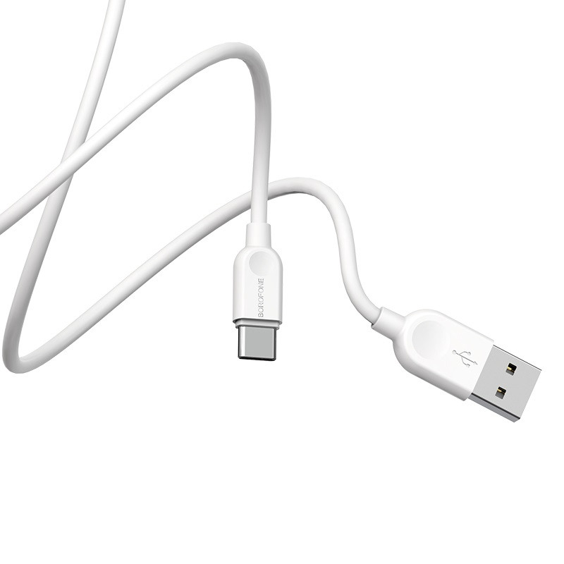 Кабель BOROFONE BX14 USB to Type-C 2.4A, 1m, PVC, TPE connectors, White (6957531089995)