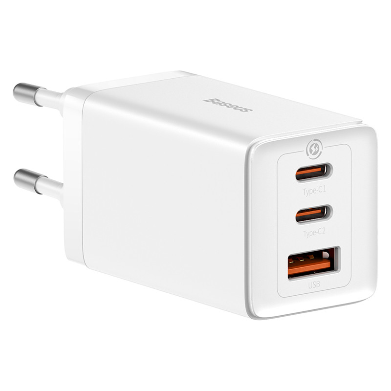 Мережевий зарядний пристрій з кабелем Baseus GaN5 Pro Fast Charger 2C+U 65W  EU  White (Baseus Xiaobai charging Cable Type-C  to Type-C 100W) (CCGP120202)