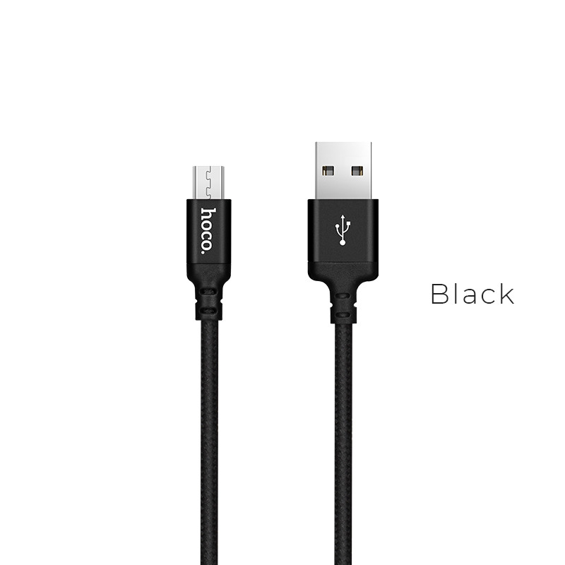 Кабель HOCO X14 USB to Micro 2,4A, 1m, nylon, aluminum connectors, Black (6957531062844)