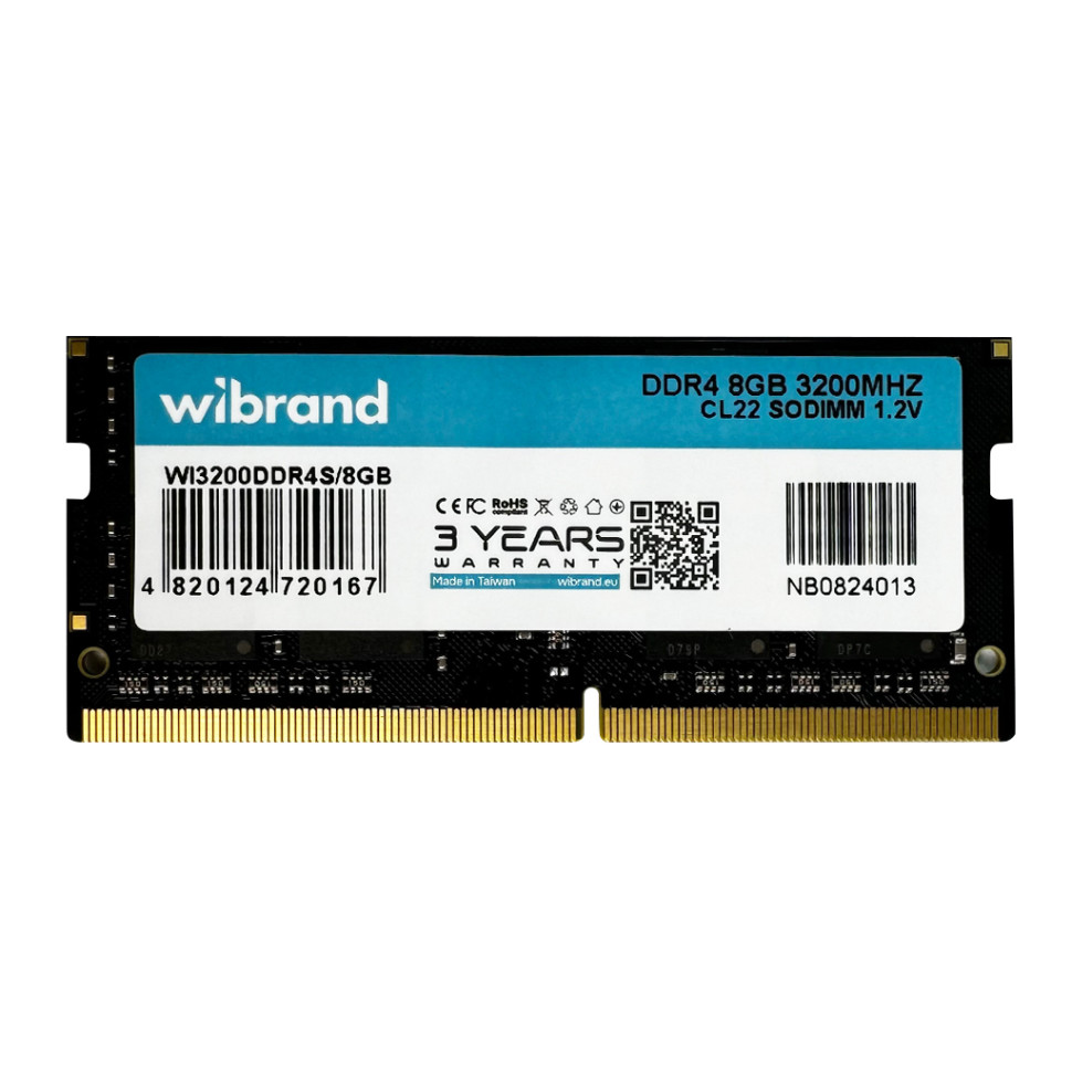 Оперативна пам'ять DDR4 Wibrand 8GB 3200MHz CL22 SODIMM (WI3200DDR4S/8GB)