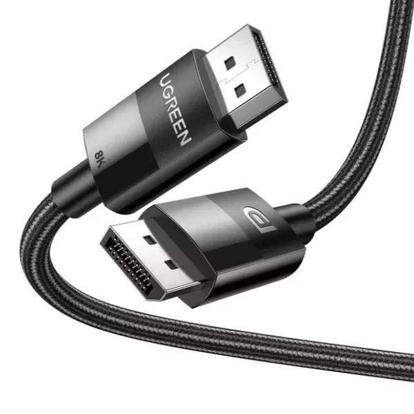 Кабель UGREEN DP114 DP Male to Male DP1.4 8K Round Cable ABS Shell Braid 1.5m (Black) (UGR-80391) (UGR-80391)