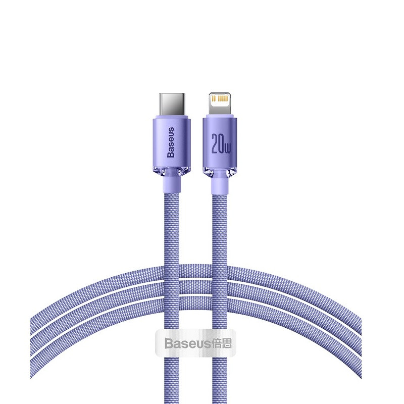 Кабель Baseus Crystal Shine з Type-C на Lightning (Power Delivery 20W, 2 метри, колір Purple)