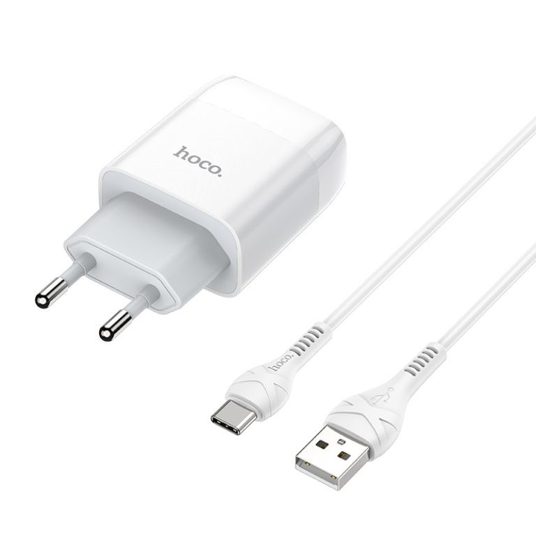 Мережевий зарядний пристрій з кабелем HOCO C73A Glorious dual port charger set(Type-C) 12W White (6931474713070)