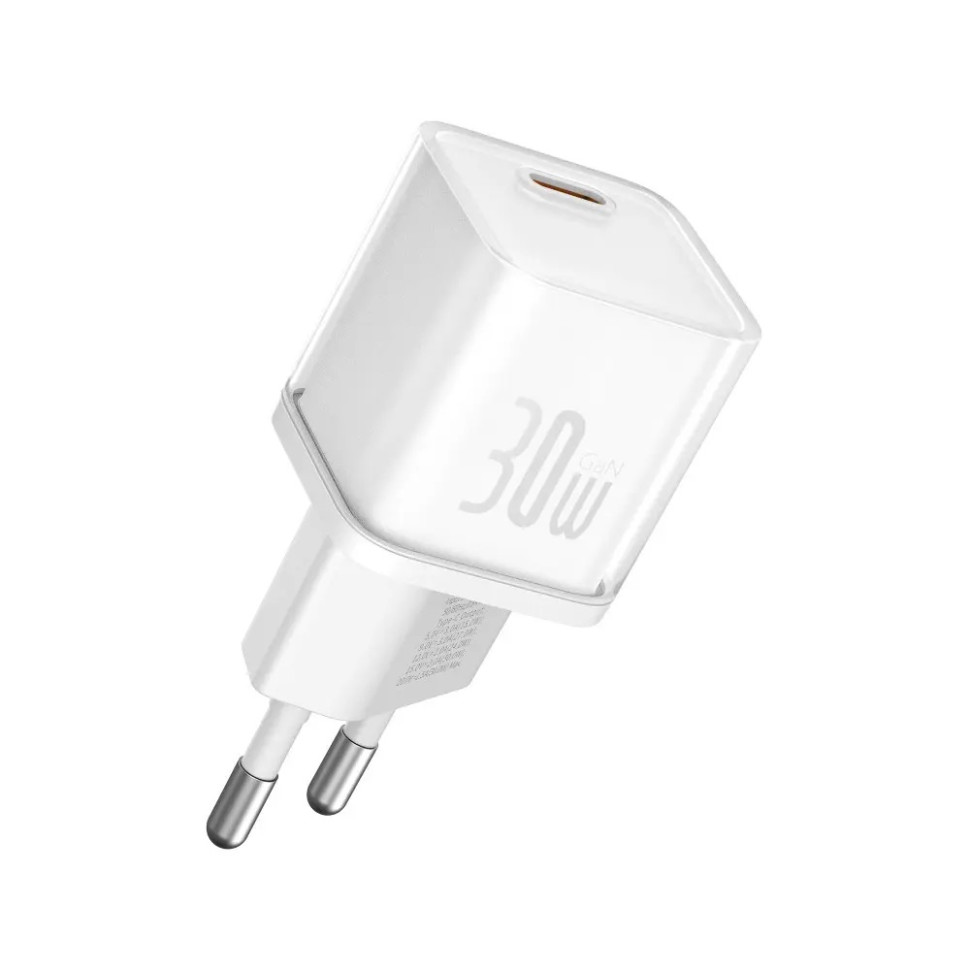 Мережевий зарядний пристрій Baseus  GaN5S Fast Charger 1C 30W EU Moon White (P10162504213-00)