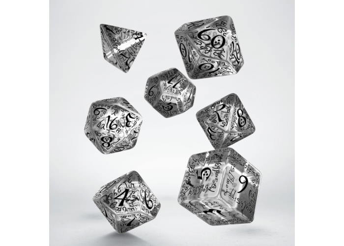 Набір кубиків Elvish Translucent & black Dice Set (7 шт.) (SELV07)