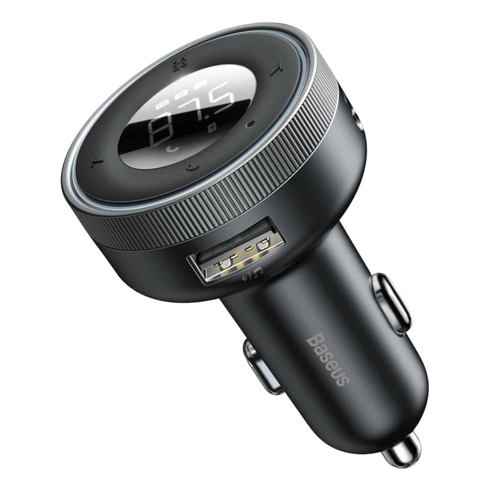 АЗП з FM-модулятором Baseus Enjoy Car Wireless MP3 Charger (Wireless 5.0+5V/3.4A) Black (CCLH-01)