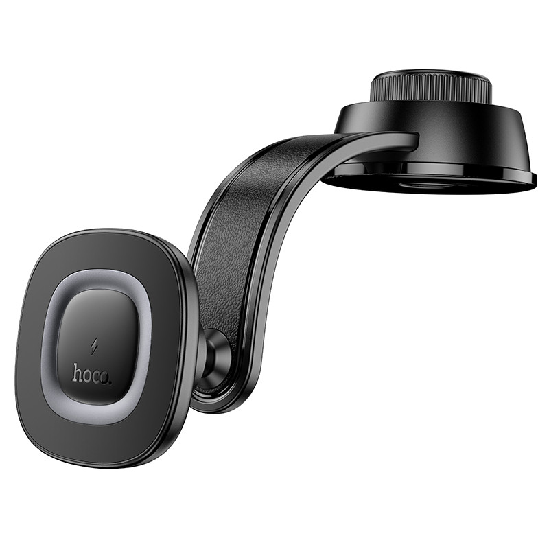 Автотримач для телефона з БЗП HOCO HW31 Crown magnetic wireless charging car holder(center console) Black Metal Gray (6942007646932)