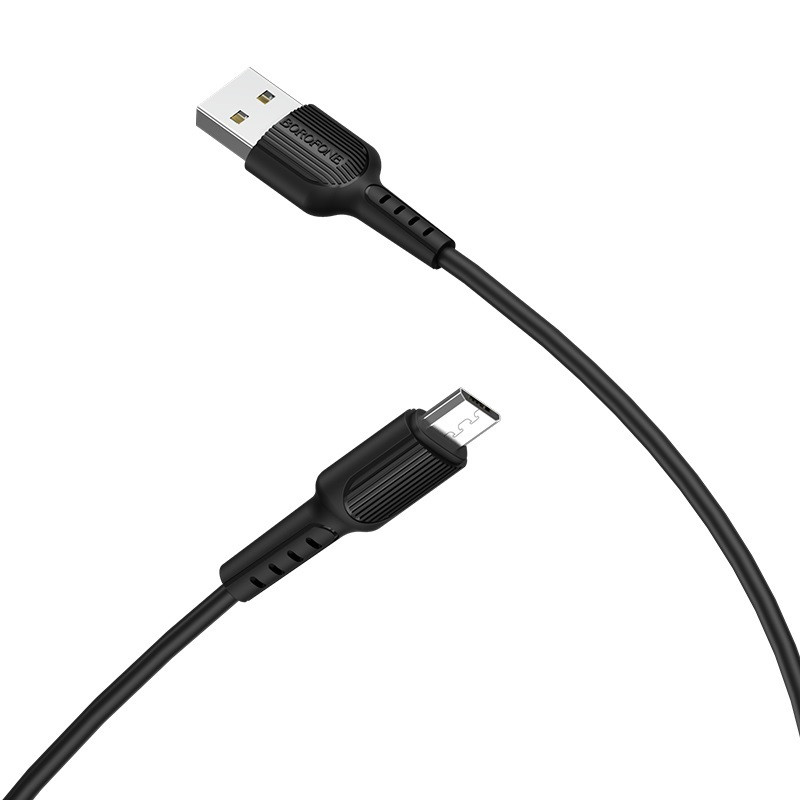 Кабель BOROFONE BX16 USB to Micro 2A, 1m, PVC, TPE connectors, Black (6957531099499)