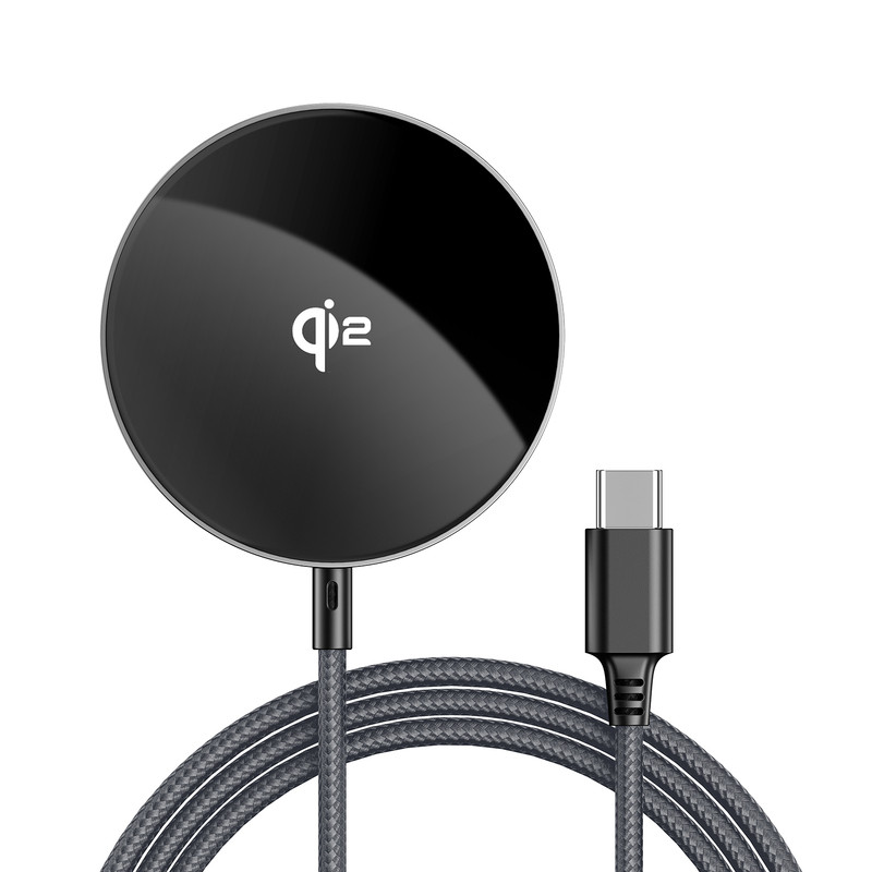 Бездротовий зарядний пристрій ACEFAST E24 QI2 desktop magnetic wireless charger with cable, Metal Gray (6974316284758)