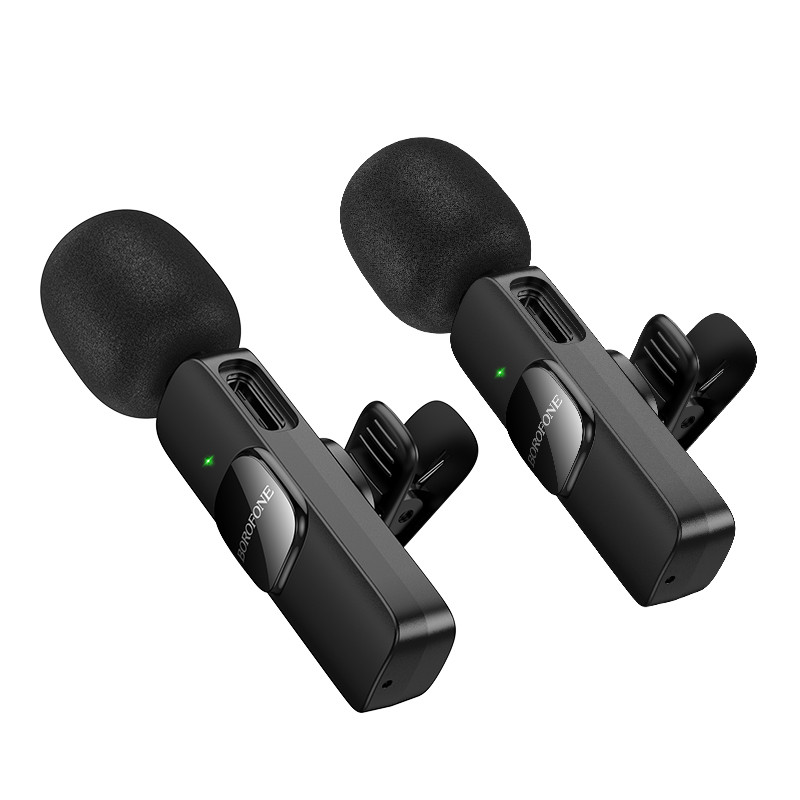 Бездротова мікрофонна система BOROFONE BFK15 Dual-mic lavalier wireless digital microphone (iP/Type-C) Black (6941991117107)