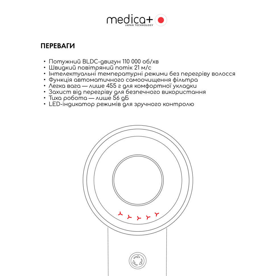 Фен для волосся Air-Zen 2.0 (колір рожеве-золото) (Medica+)