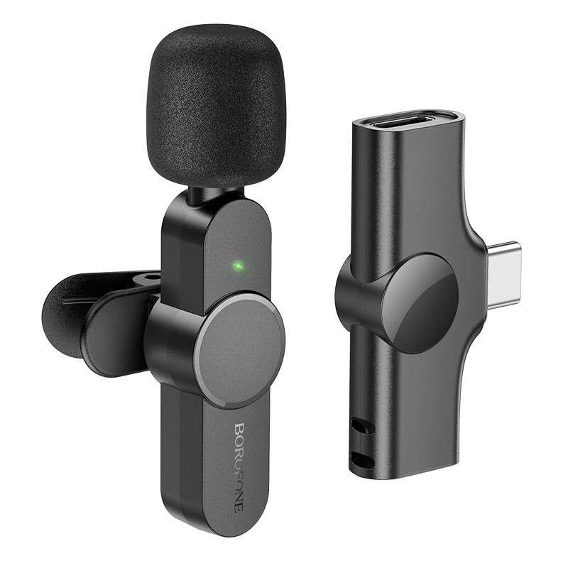 Бездротова мікрофонна система BOROFONE BFK12 Trophy lavalier wireless digital microphone Type-C Black (6941991106392)
