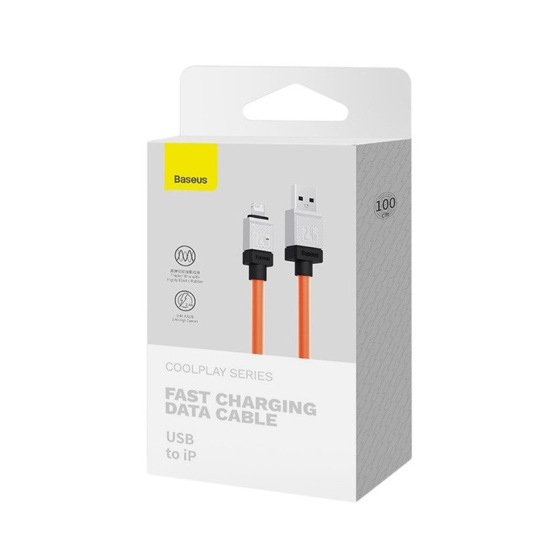 Кабель Baseus CoolPlay Series Fast Charging Cable USB to iP 2.4A 1m Orange (CAKW000407)