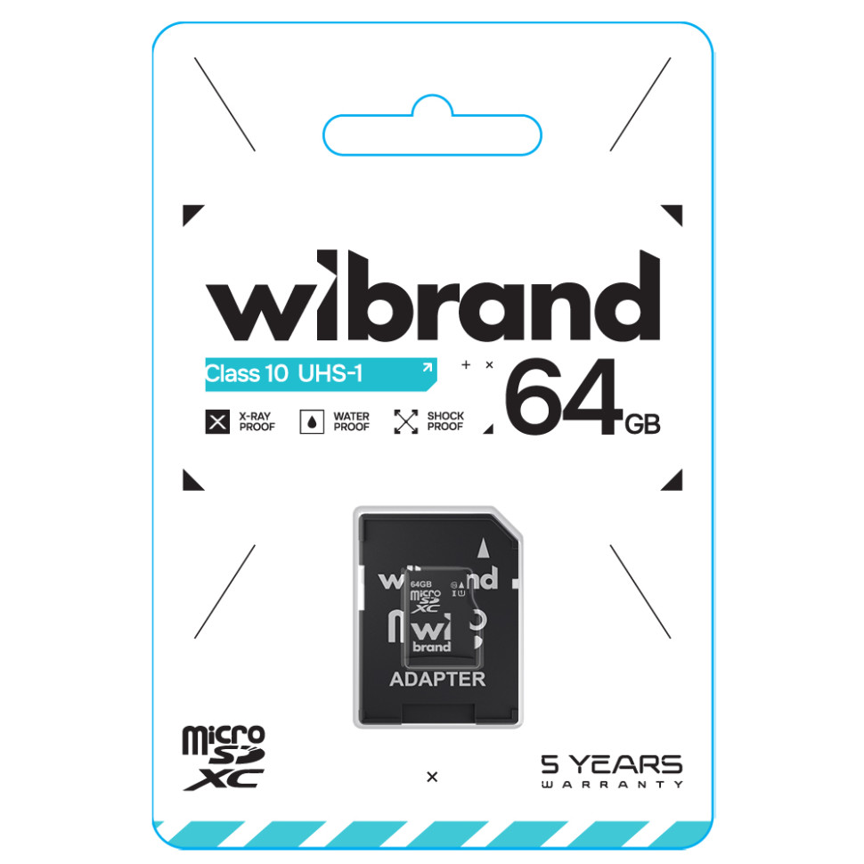Карта пам'яті microSDXC (UHS-1) Wibrand 64Gb class 10 (adapter SD) (WICDXU1/64GB-A)