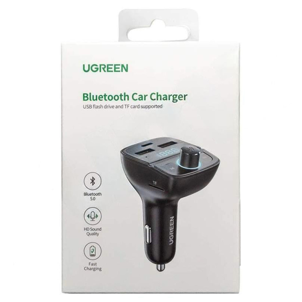 АЗП з FM-модулятором UGREEN CD229 FM&Bluetooth Transmitter&Car Charger + TF  Slot Black (UGR-80910)
