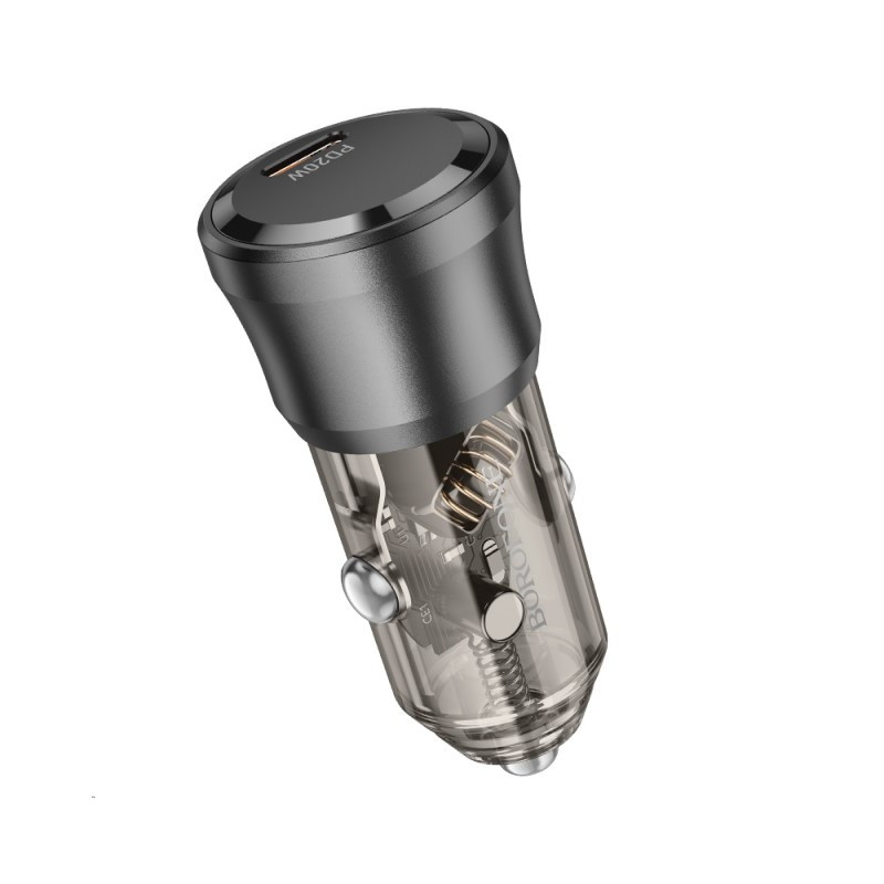 Автомобільний зарядний пристрій BOROFONE BZ24 Clever single port PD20W car charger Transparent Black (6941991106934)