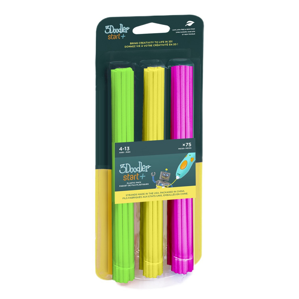 Набір стрижнів для 3D-ручки 3Doodler Start  -  МІКС (75 шт: зелений, жовтий, рожевий)