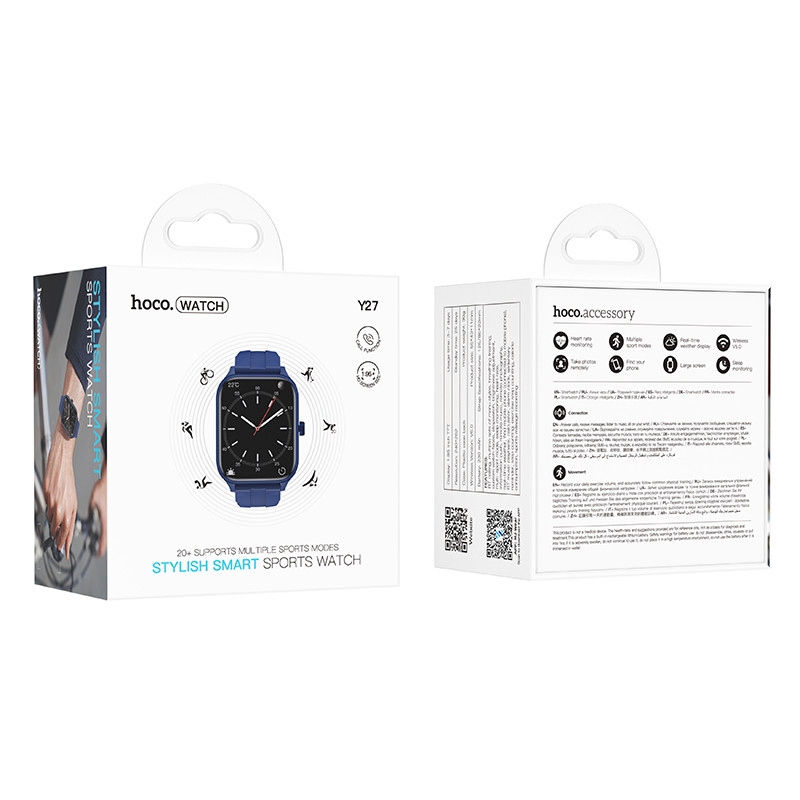 Смарт-годинник HOCO Y27 49mm. 230 mAh. IPX4 Smart sports watch (call version) Blue (6942007645447)