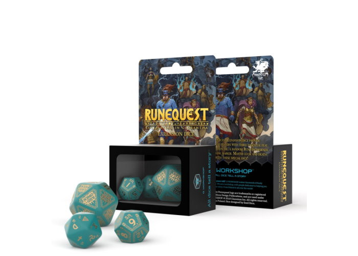 Набір кубиків RuneQuest Turquoise & gold Expansion Dice (3 шт.) (SRQE97)