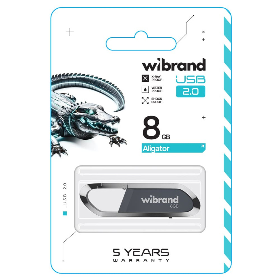 Флеш-накопичувач Wibrand USB 2.0 Aligator 8Gb Grey (WI2.0/AL8U7G)