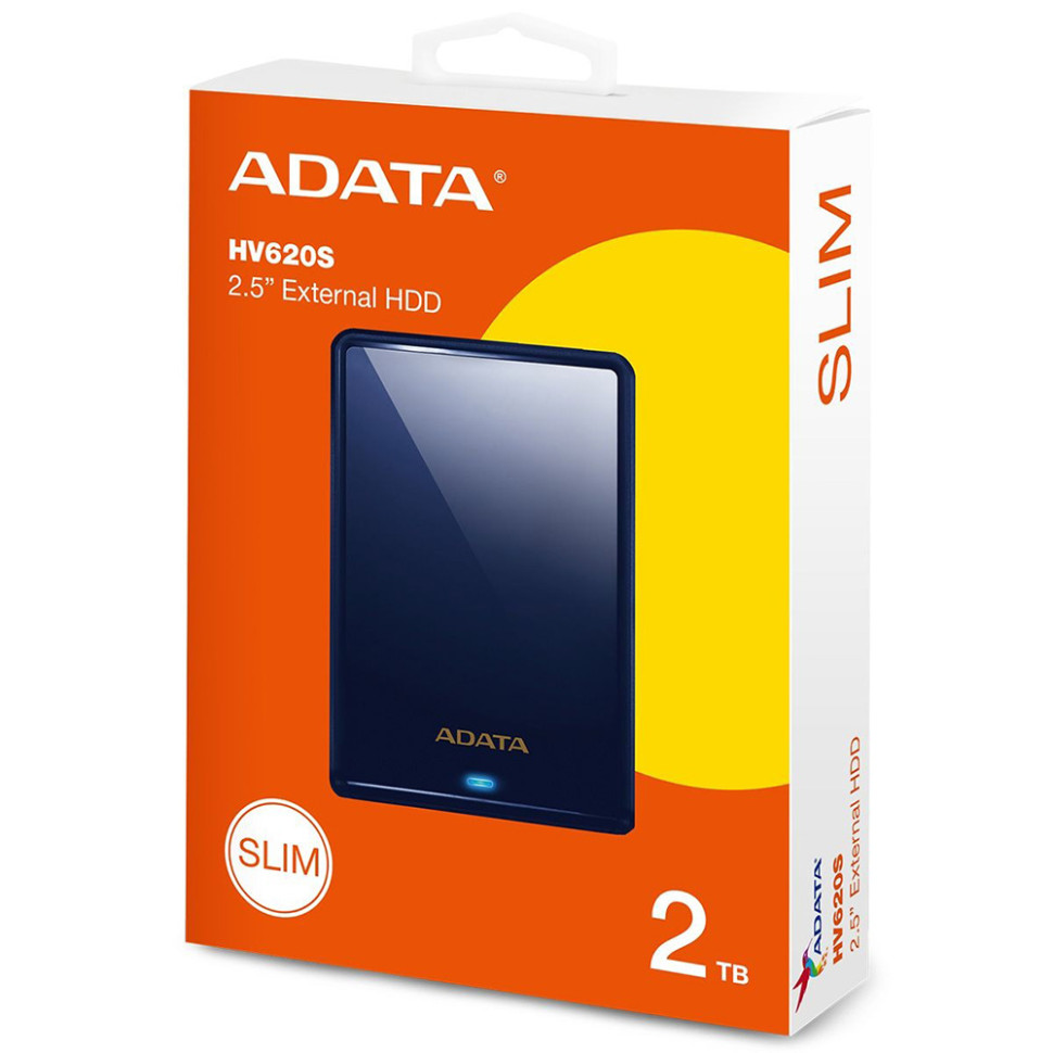 Зовнішній жорсткий диск PHD External 2.5'' ADATA USB 3.2 Gen. 1 DashDrive Classic HV620S 2TB Slim Blue (AHV620S-2TU31-CBL)