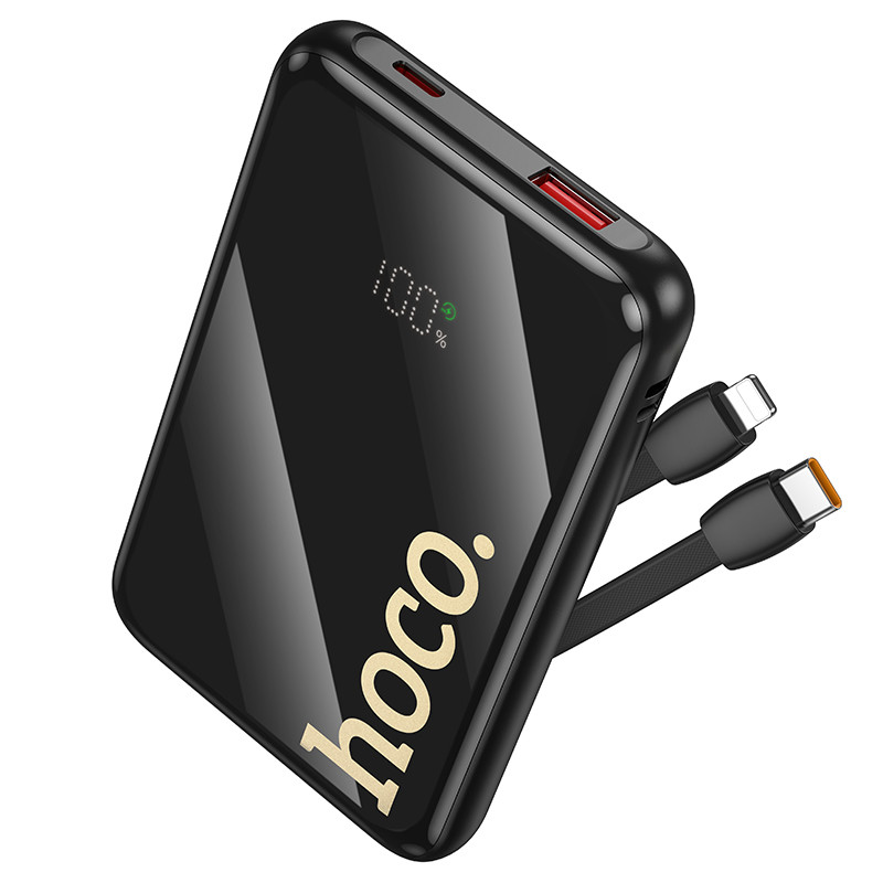 Зовнішній акумулятор HOCO Q37 Graceful 22.5W+PD20W power bank with two cables(10000mAh) Black (6942007644914)