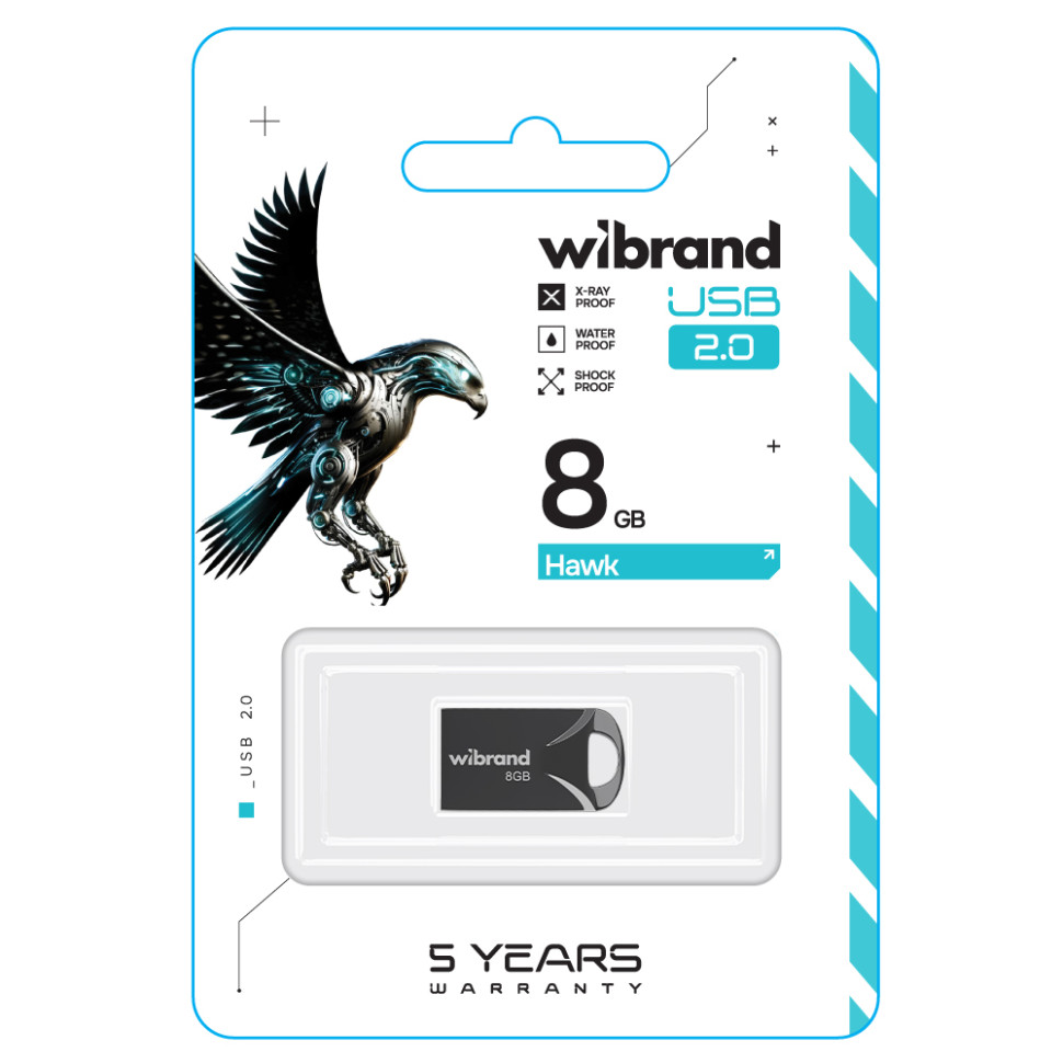 Флеш-накопичувач Wibrand USB 2.0 Hawk 8Gb Black (WI2.0/HA8M1B)