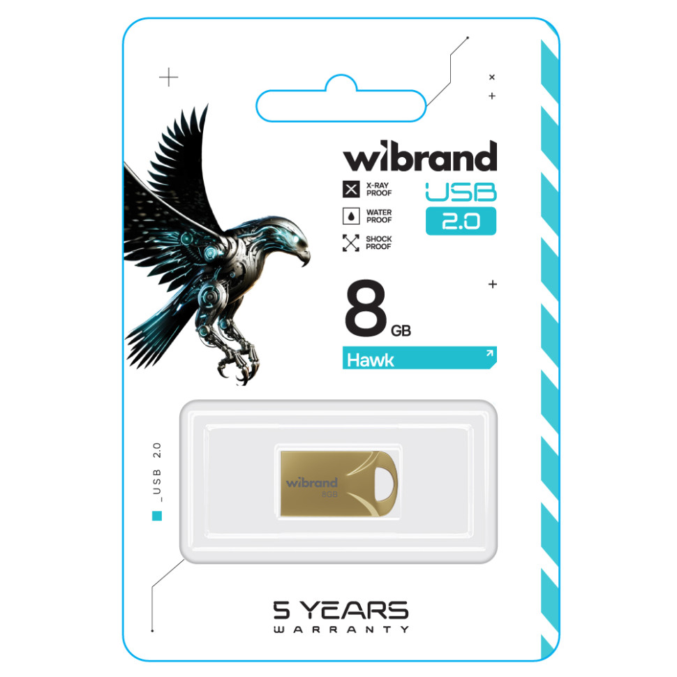 Флеш-накопичувач Wibrand USB 2.0 Hawk 8Gb Gold (WI2.0/HA8M1G)