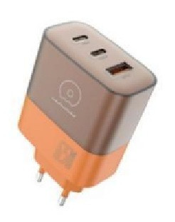 Мережевий зарядний пристрій WUW-C215 65W Charger 2 USB C + USB A brown orange (C215BO)