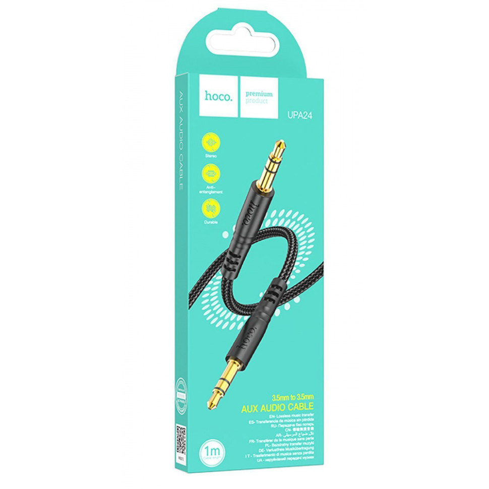 Аудіокабель HOCO UPA24 Smooth AUX audio cable Black (6931474789136)