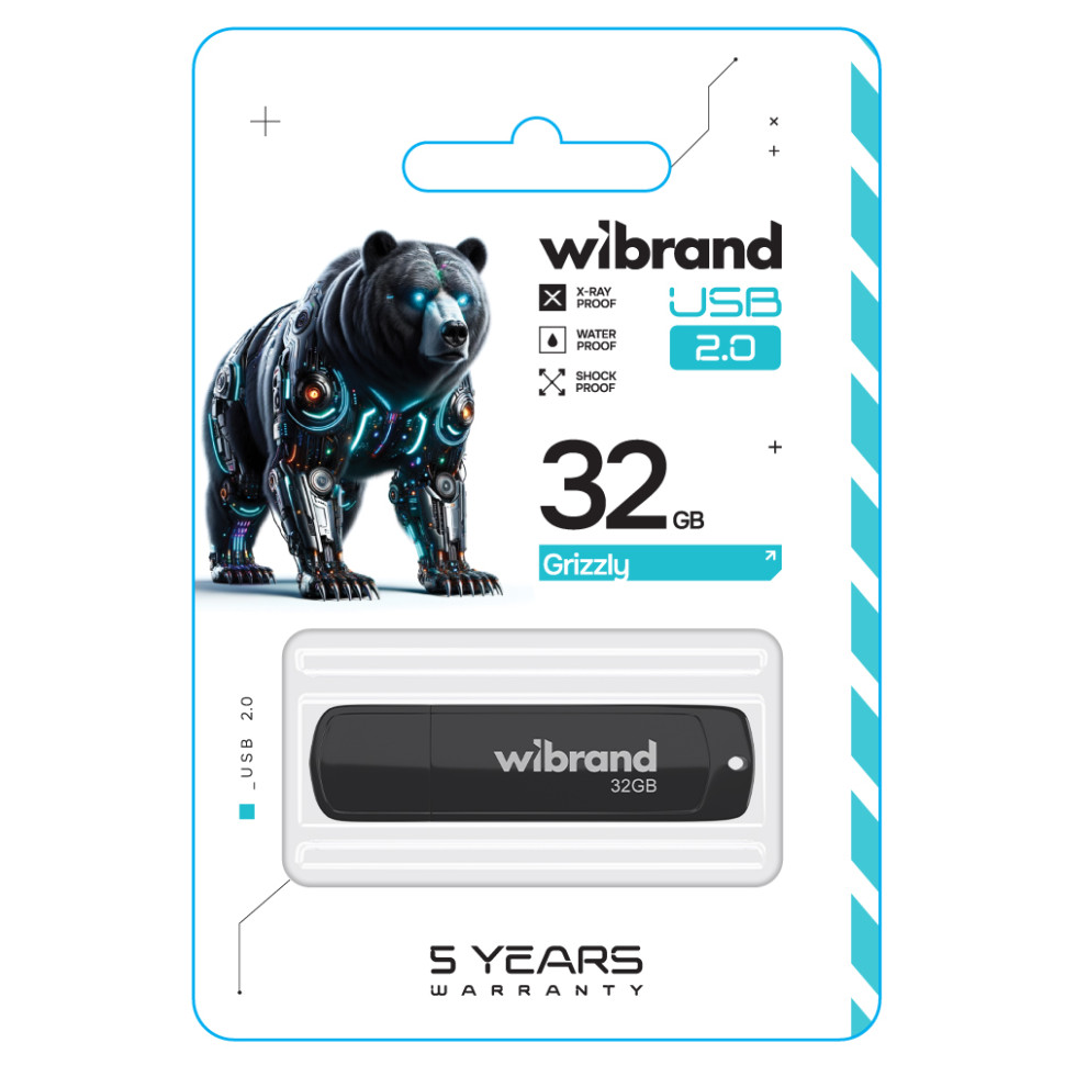 Флеш-накопичувач Wibrand USB 2.0 Grizzly 32Gb Black (WI2.0/GR32P3B)
