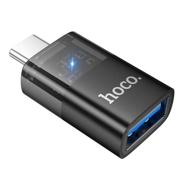 Перехідник HOCO UA36B C male to USB female OTG transparent adapter Black (6942007647199)
