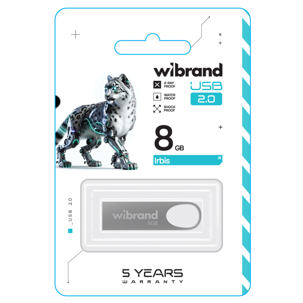 Флеш-накопичувач Wibrand USB 2.0 Irbis 8Gb Silver (WI2.0/IR8U3S)