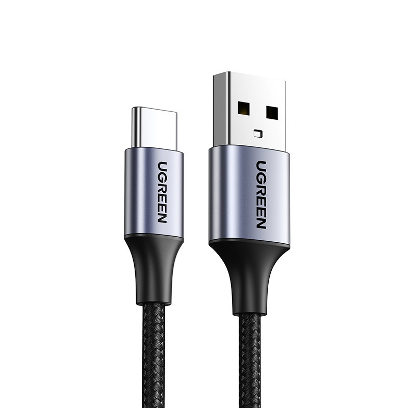 Кабель UGREEN US288 USB-A 2.0 to USB-C Cable Nickel Plating Aluminum Braid 0.25m (Black) (UGR-60124)