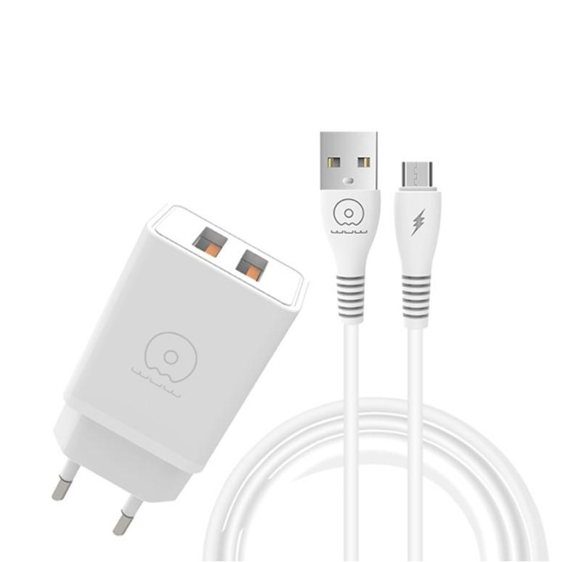 Мережевий зарядний пристрій з кабелем WUW-T55 2USB/3.1A set micro (6972573333974)