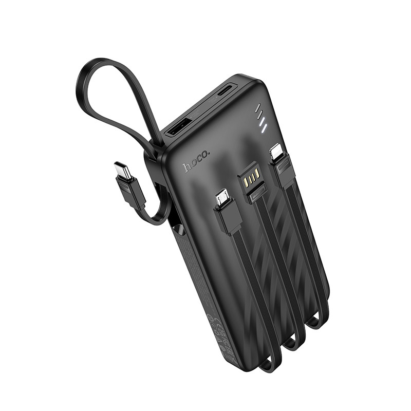 Зовнішній акумулятор HOCO J146 Night tide power bank with 4 cables (10000mAh) Black (6942007645898)